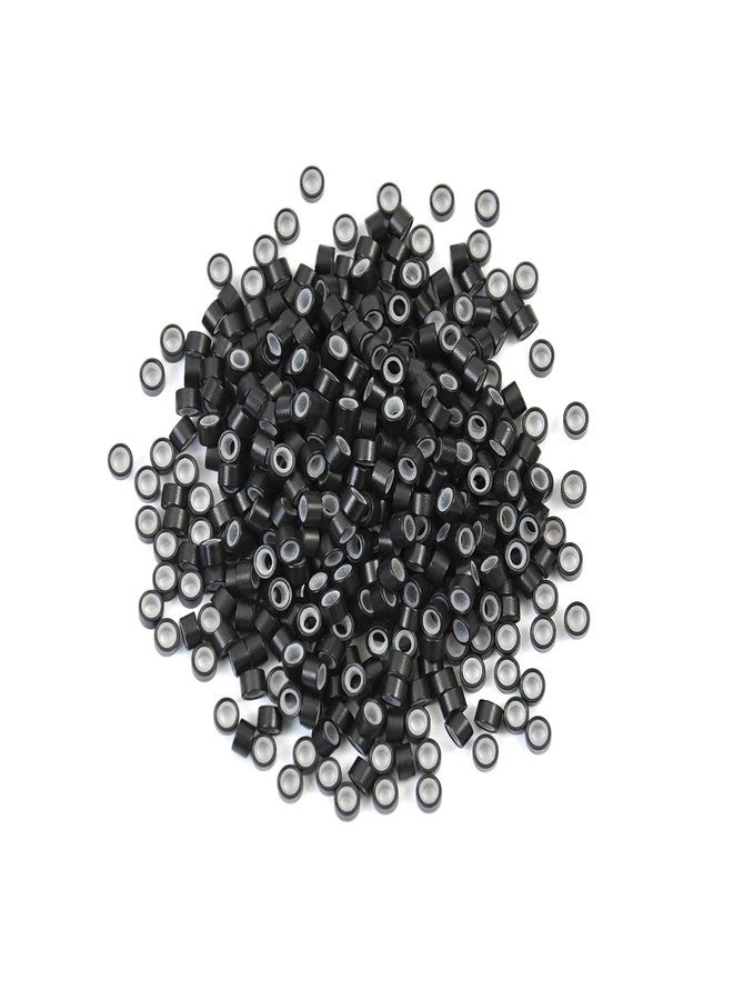 ياتشيو 500 قطعة من حلقات وصلات الشعر الصغيرة المبطنة بالسيليكون 4.5 مم، خرز وصلات الشعر المبطن بالسيليكون (أسود) - Image 5